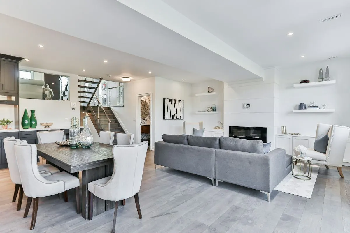Quiet modern living room with bespoke features
