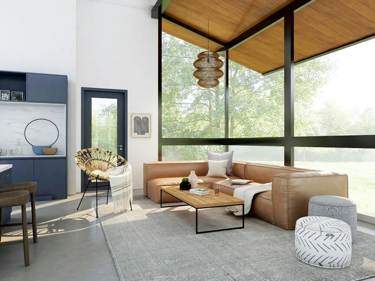 Neutral interior with wood and natural materials