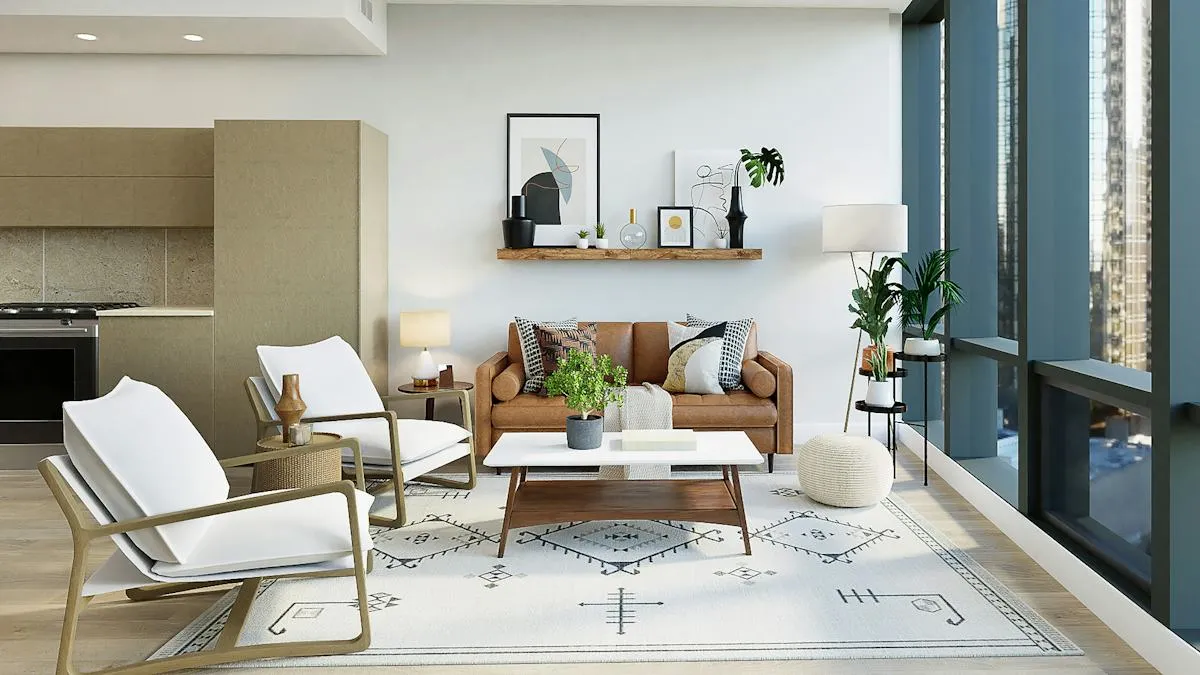 Artfully arranged interior space in natural tones