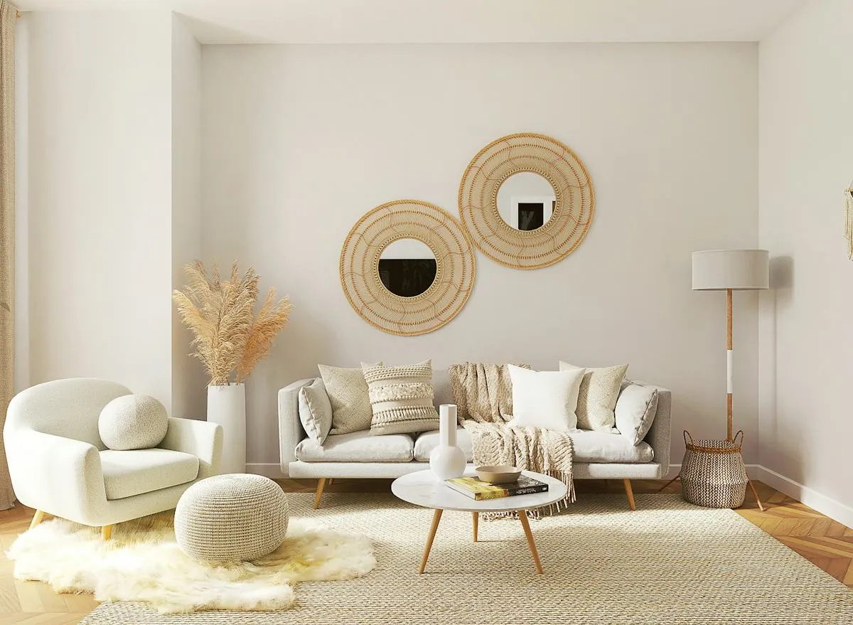 Interior design studio materials and furniture selections